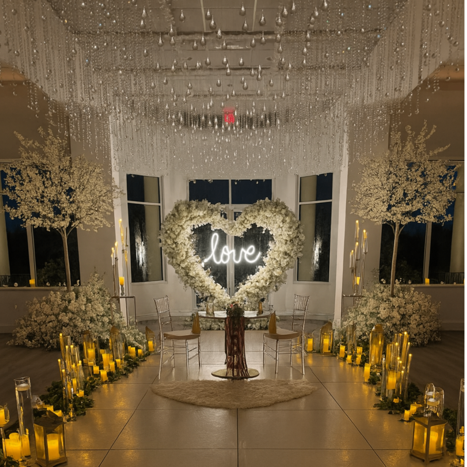 Preston Bailey designed outdoor wedding ceremony Madison Green Country Club Palm Beach